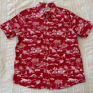Reyn Spooner Alabama Crimson Tide Hawaiian Button Down Men’s Large EUC